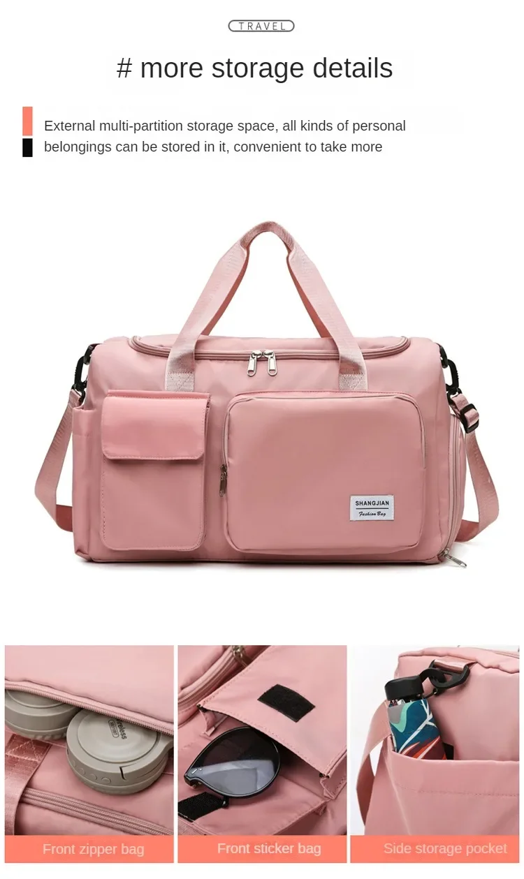 Bolsa de viaje de gran capacidad para mujer, bolsa de gimnasio para fin de semana, bolsas de lona para la noche con comp