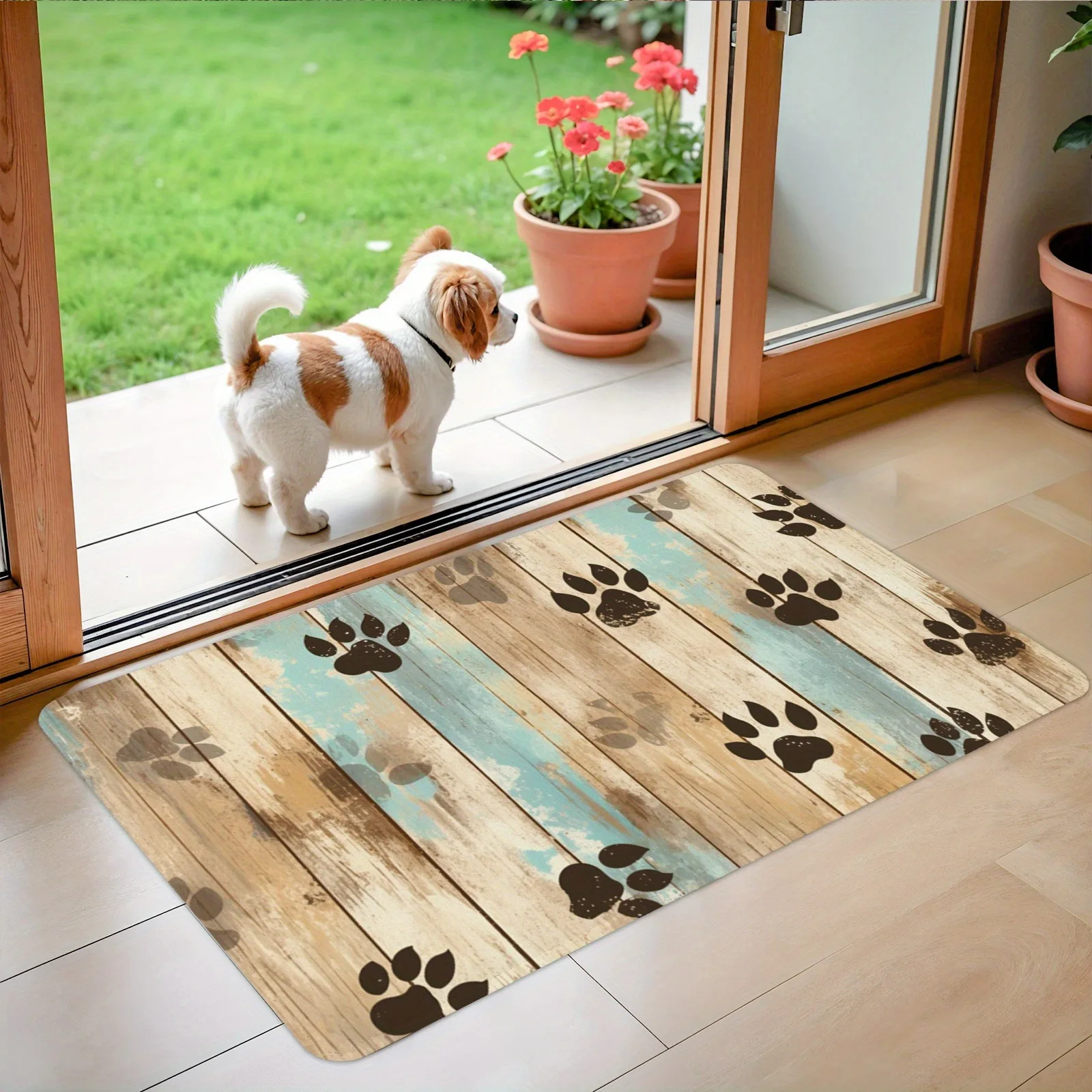 

1PC Dog Paw Prints Pattern Kitchen Rug Non-Slip Door Mats Pop design Bathroom Rug Bath Mat Carpet for Home Sink Laundry Decor