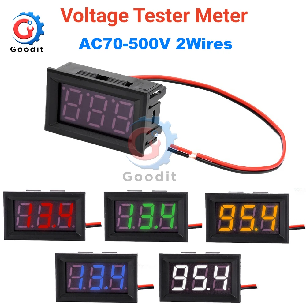 

Digital Voltmeter AC70~500V Voltage Panel Meter Red/Blue/Green/White/Orange For 12V 24V 110V 220V Electromobile Motorcycle Car