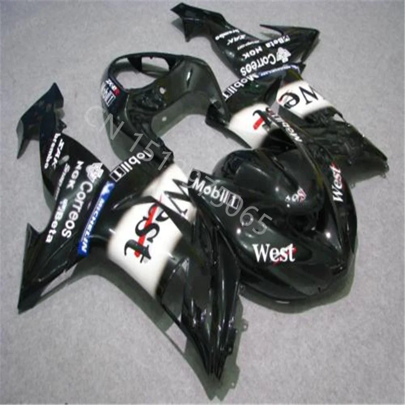 ABS plastic Fairing kits for KAWASAKI  ZX10R 2006 2007 motobike parts ZX10R 06  07 black white west  Injection molding fairing