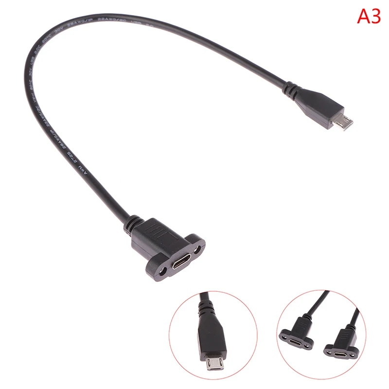 B*USB 3.1 Type C Micro Usb2.0 With Panel Mount Screw Extension Cable Cord USB C Male To Female Extending Wire Extender Data Cord