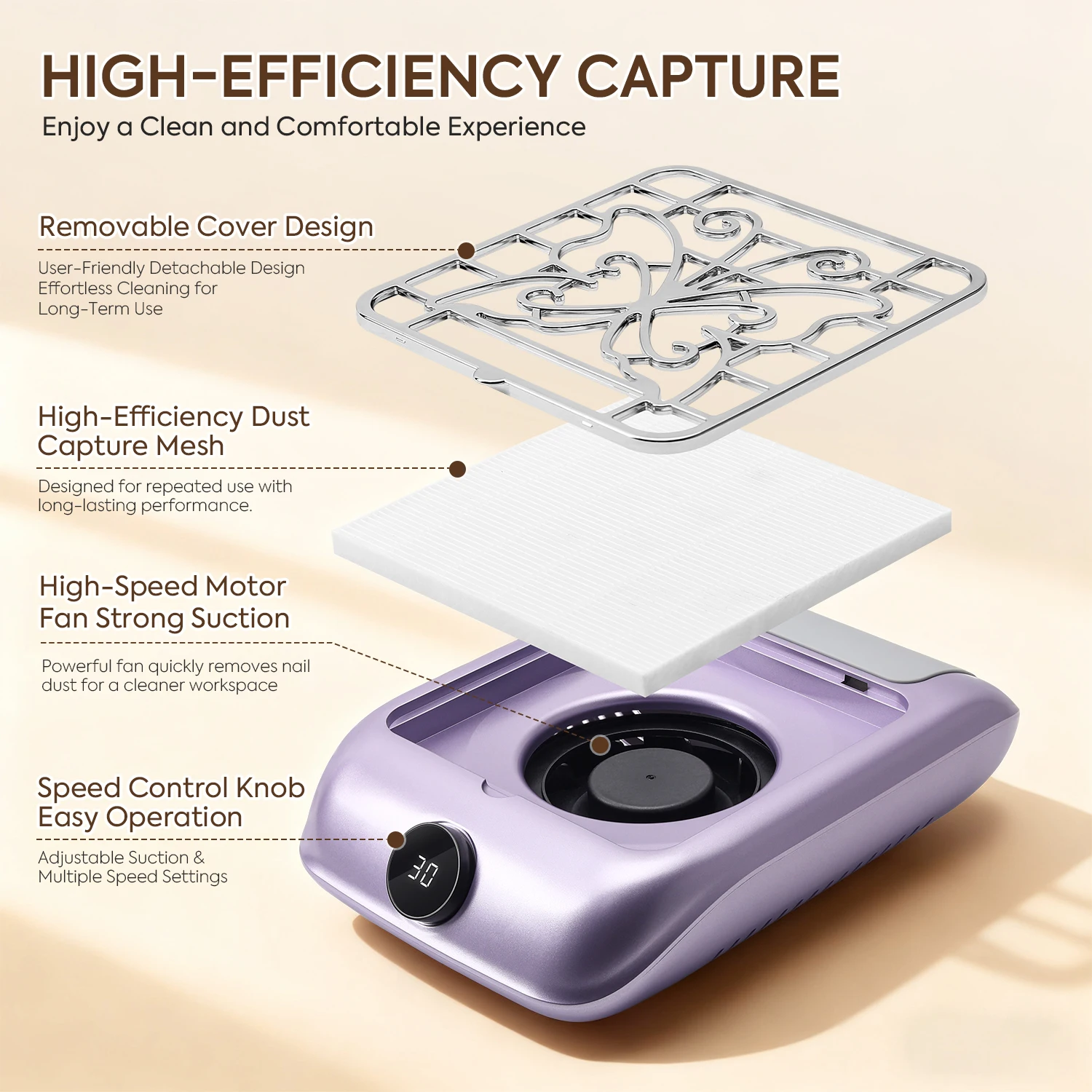 مكنسة كهربائية للأظافر قوية 3000 دورة في الدقيقة من DianaBeauty، مكنسة كهربائية احترافية لتلميع الأظافر، مكنسة كهربائية بفلتر قابل للإزالة #3