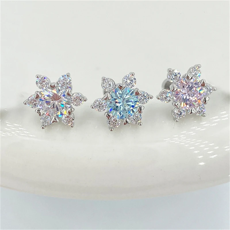 1 قطعة موضة جديدة لطيف الوردي الزركون كريستال الأذن العظام مسمار 316L الطبية التيتانيوم الصلب أقراط للنساء Y2K مجوهرات بسيطة #2