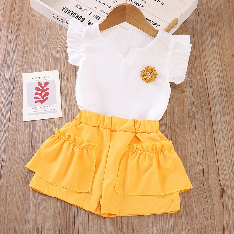 New Summer Fashion Baby Clothes Suit Children Girls Vest Shorts 2Pcs/Sets Toddler Clothing Infant Cotton Costume Kids Tracksuits