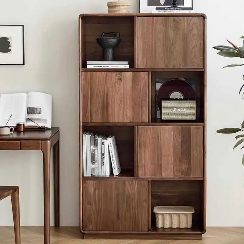 

Книжная полка из массива черного ореха, стеллаж для хранения из скандинавского вишневого дерева