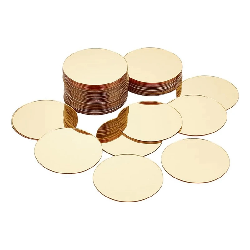 50 Pcs Mini Acrylic Mirror Tiles, 2 Inch Self Adhesive Flat Round Mirror Stickers Mosaic Tiles Mosaic Mirror Sheets