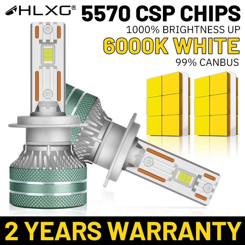 

H7 H4 LED Car Headlight CANBUS 9005 HB3 H11 H1 HB4 9006 H8 H9 9012 Turbo HIR2 24PCS 5570 CSP Chip Fog Light Hi/Lo Beam 6000K 2Pc