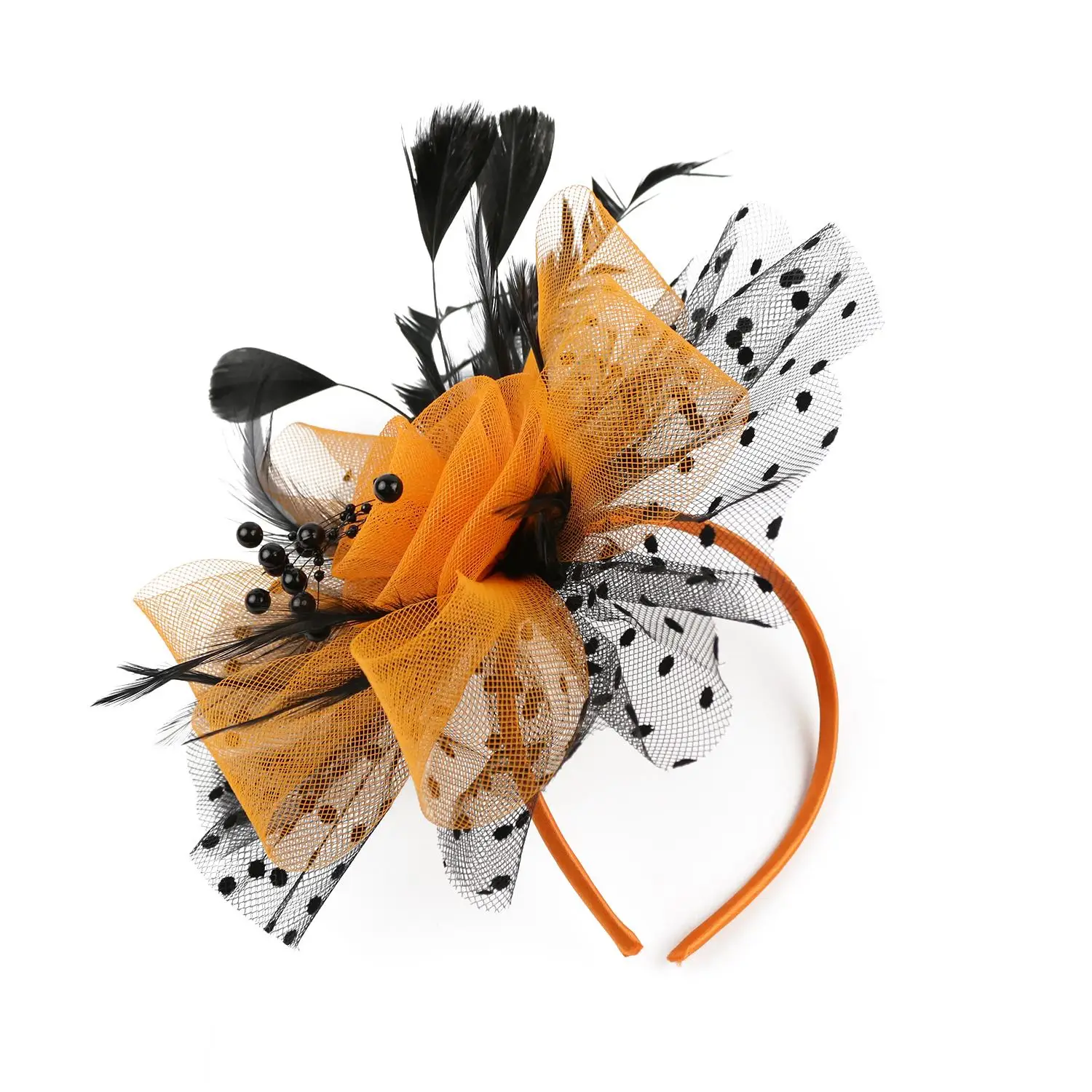 Hair Accessories Wedding Mesh Flower Cocktail Fascinator Hat Feathers Hair Clip Tea Party Headband Alice Headband Clip