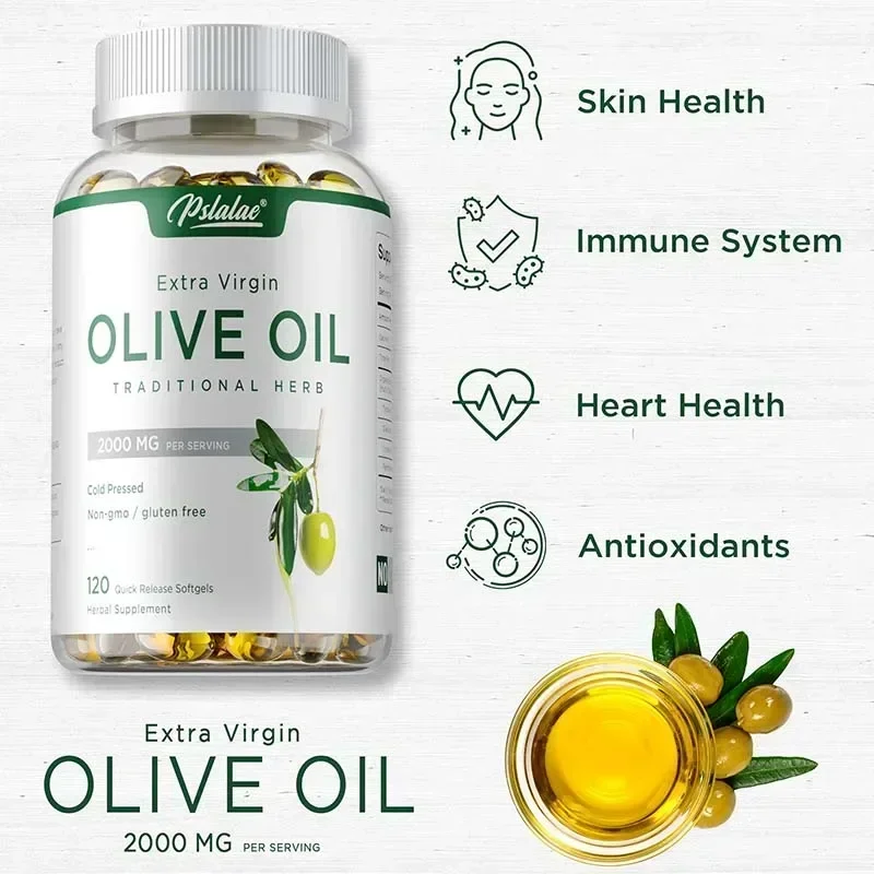 

Olive Oil Supplement - Anti-aging, Wrinkle Reduction, Promote Cell Repair, Supports Skin and Heart Health, Boosts Immunity