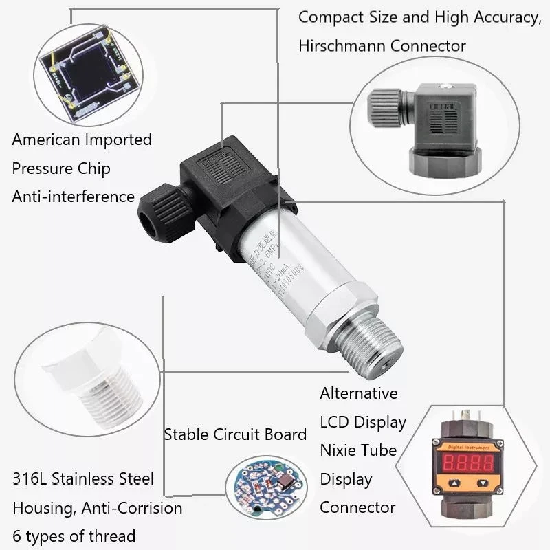 Industrial 4-20mA absolute pressure sensor flushing diaphragm micro pressure water air gas transmitter