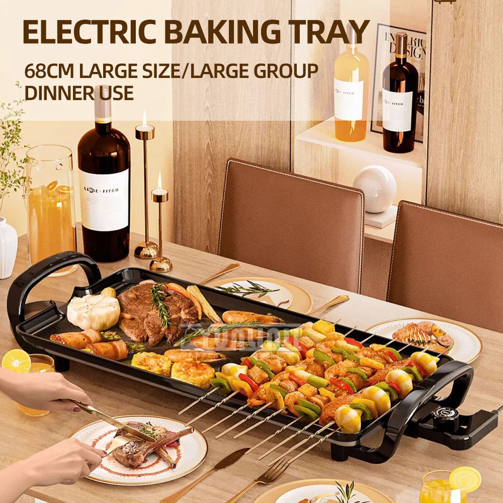 Electric Baking Pan Household Multi-Functional Indoor Smokeless Barbecue Machine Frying Pan