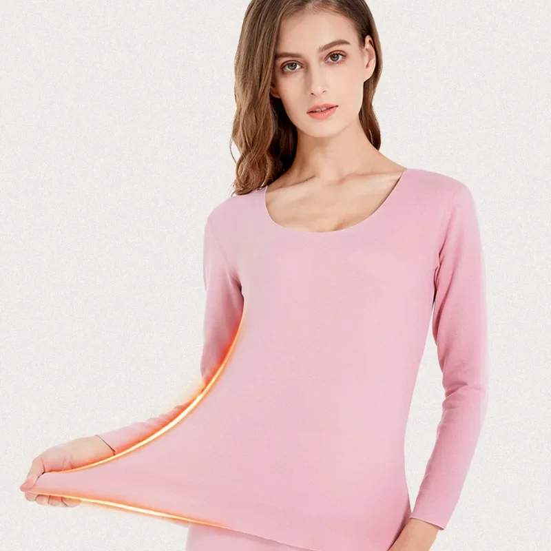 Seamless thermal underwear for women, fleece - lined and thickened, base layer top for spring, autumn and winter. Single - piece