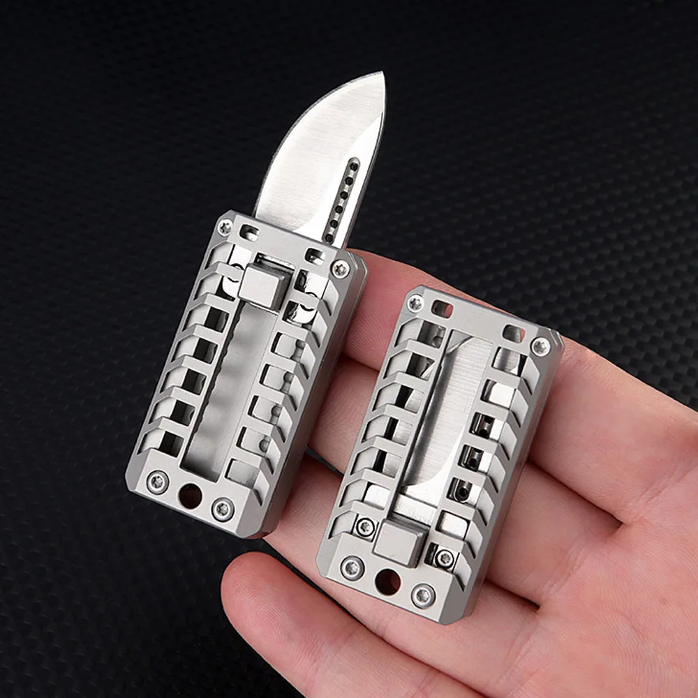 

EDC Mini Sliding Blade Knives Stainless Steel D2 Small Pocket Knife For Men Or Women Cool Sharp Keychain Knofe For Self Defense