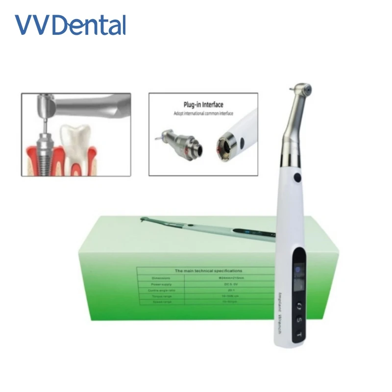 

Портативный электрический беспроводной динамометрический ключ VV Dental для дентальных имплантатов с 16 универсальными отвертками для ремонта имплантатов