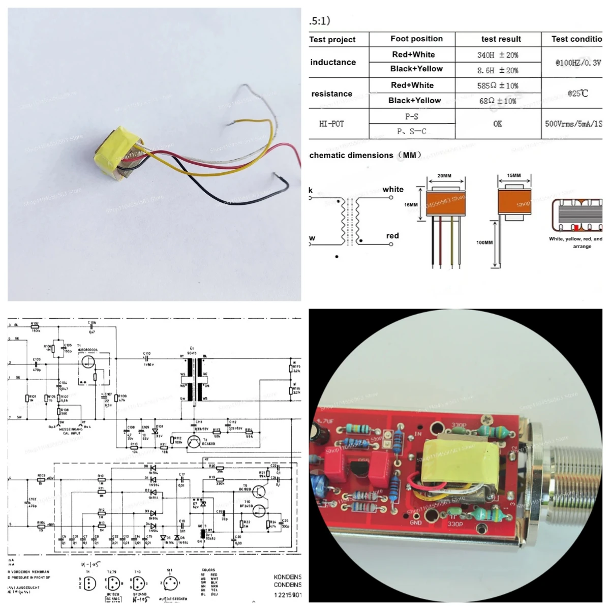 Transformateur de sortie de microphone, rapport 6,5:1, noyau en alliage de nickel pour remplacement de micro DIY style U87Ai