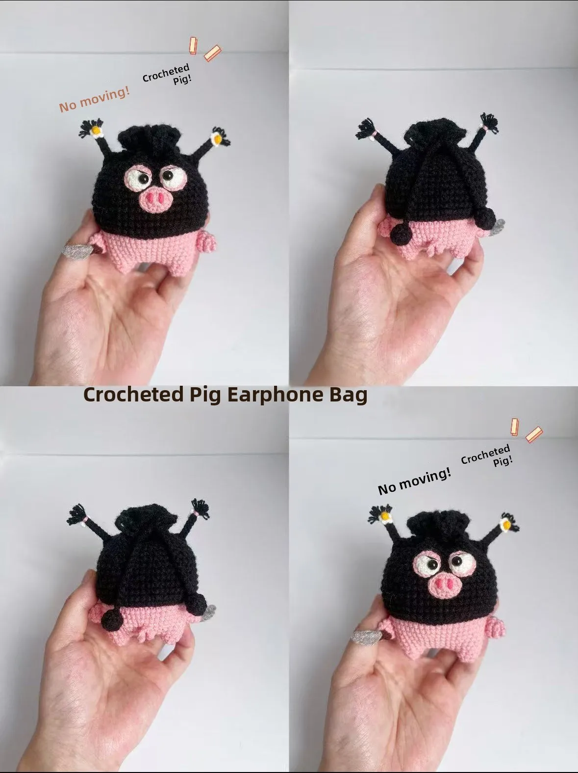 DIY Knitting Materials Bag Piglet Earphone Case Handmade Crochet Doll Pendant Keychain Gift Yarn Crafting Kit Unbranded