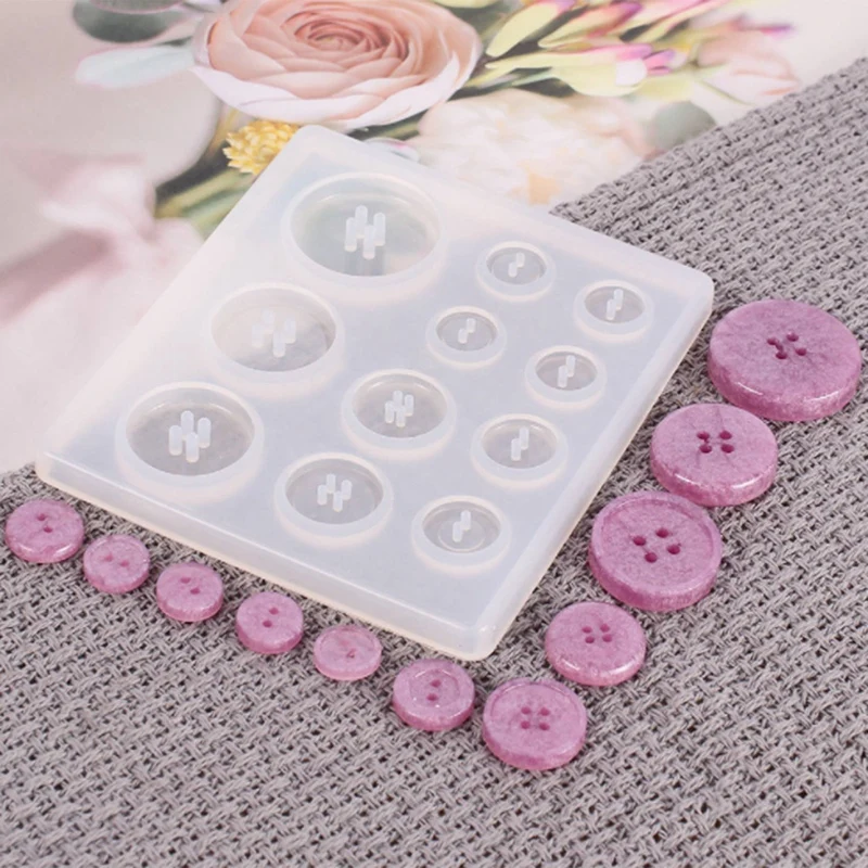 

DIY Silicone Mold Resin Button Handmade Resin Mold With Hole Pendant Button Clay Epoxy Pendant For Keychain Supplies