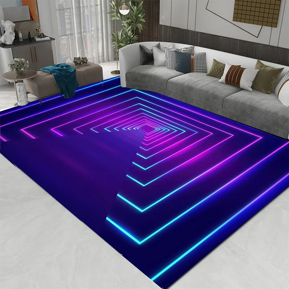 

3D LED Lights Illusion Rug for Living Room Washable Floor Lounge Large Area Non Slip CarpetsTeen's Kids Boy Girl Room Decor Rug