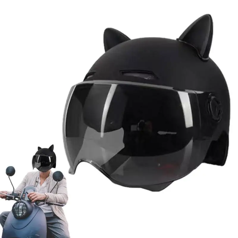 Cat Ear Women Motorcycle Hat Motorcycle Hat Open Face Motorbike Half Helmet Summer Outdoor Riding Safety Hat Motorcycle Helmet