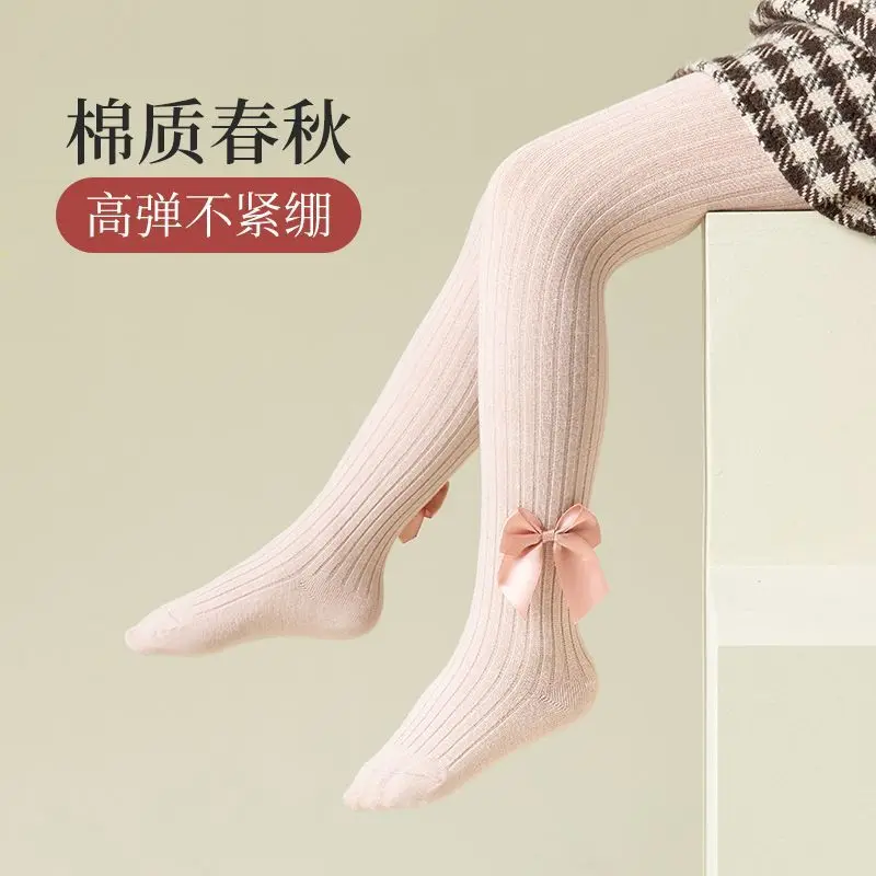 New Bowknot Girls Spring Autumn Thick Cotton Tights Warm Leggings Kids Students Soft Children Stretchy Long Socks Baby Casual