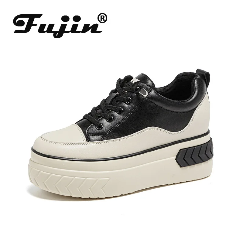 

Fujin/женские кроссовки на платформе 8 см, женская повседневная обувь из микрофибры, удобная нескользящая прогулочная обувь на осень на каблуке