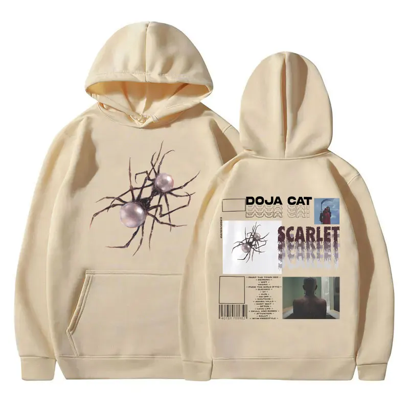 Rapper Doja Katze scharlachrot Musik album Grafik Hoodie Männer Frauen Hip Hop übergroße Kapuze Trainings anzug männliche Mode Vintage Hoodies