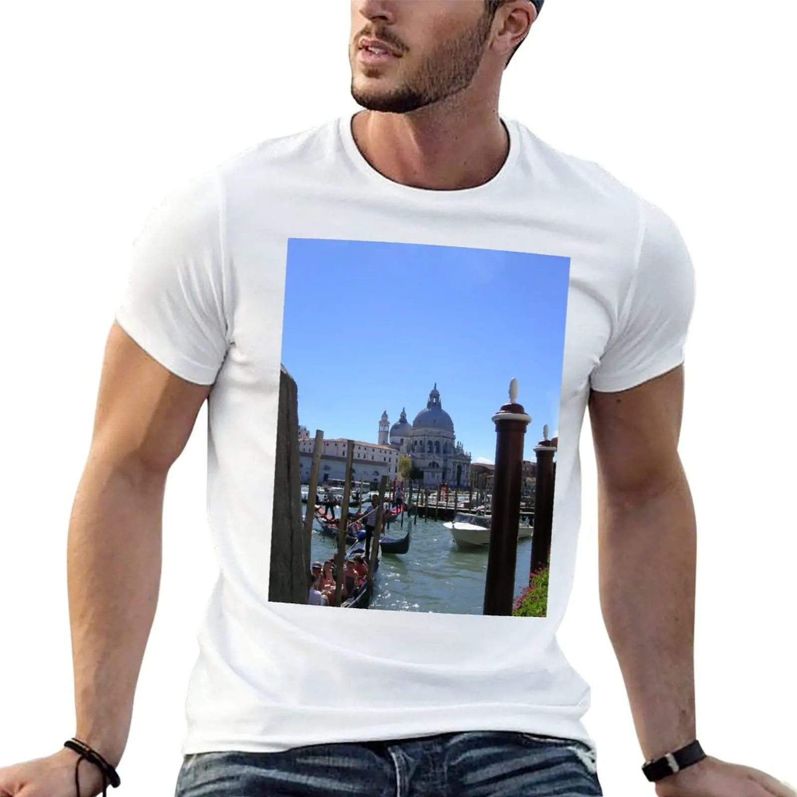 Gondolas on the Grand Canal, Venice T-Shirt Long Lasting Casual T-Shirt