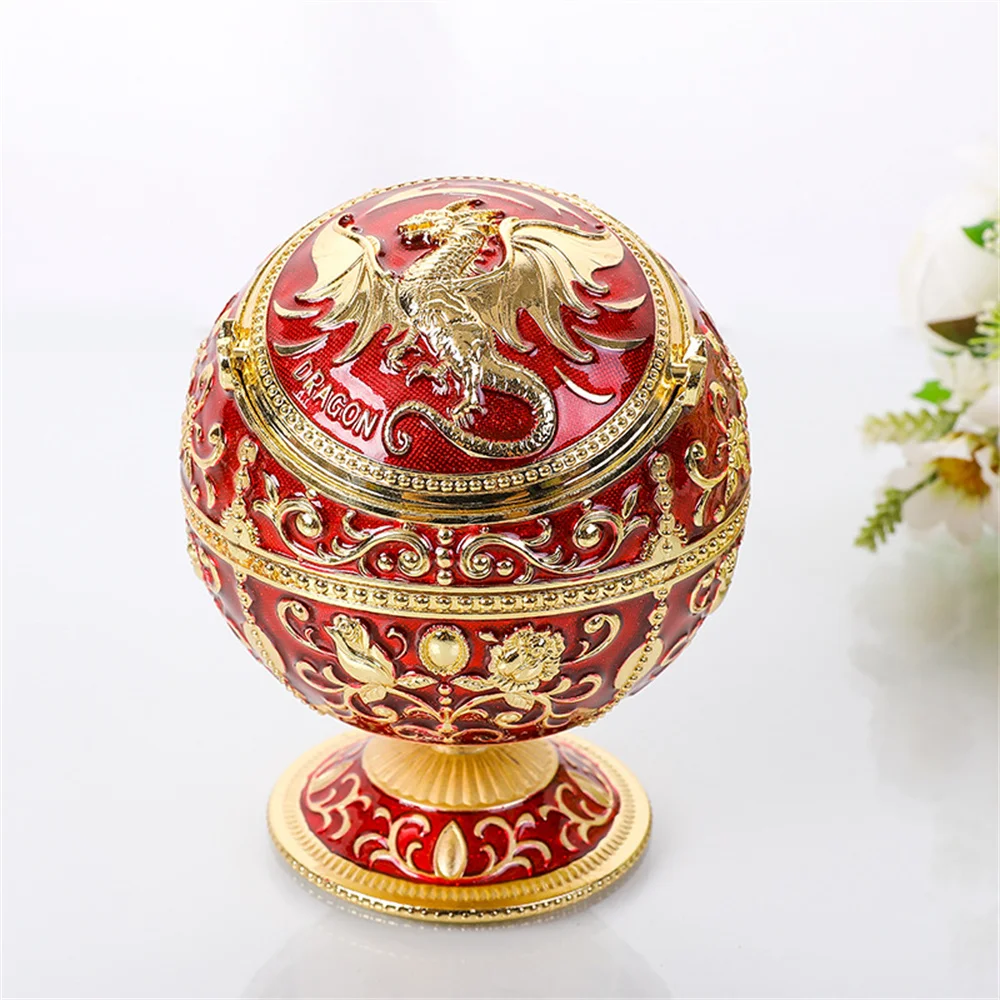 

Metal Vintage Dragon Creative Flying Dragon Ashtray With Lid Windproof Personality Trend Home Decoration Handicraft Ornaments