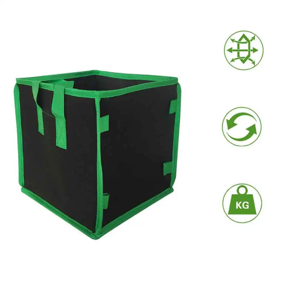 

4 Gallon Square Planting Bag Nonwoven Fabric Grow Pouch 25x25x25cm Windproof Rain Resistant Heavy Duty Reusable Plant Container