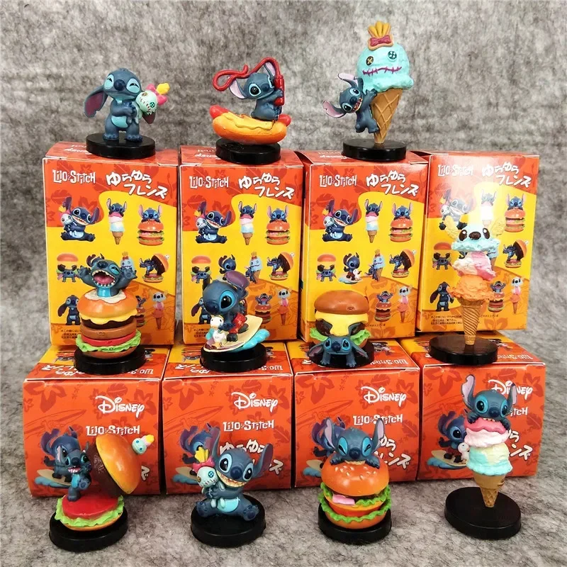 11pcs/set Disney Lilo & Stitch Ice Cream Food Series Mini PVC Anime Figure Desktop Model Ornaments Children Birthday Gifts Toy