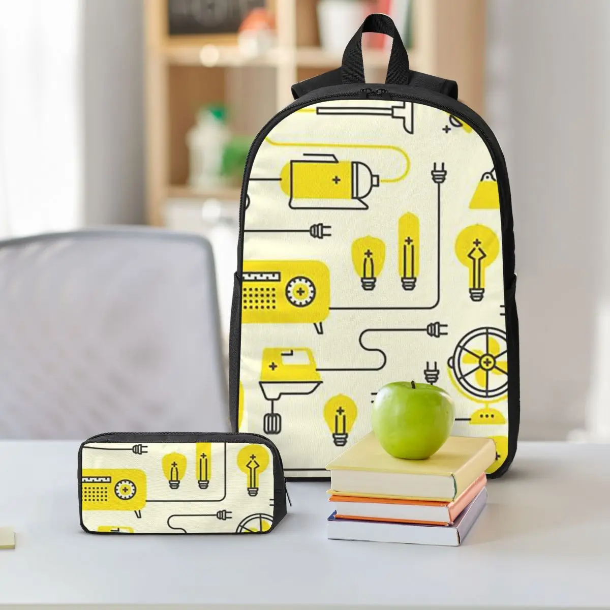 Mysterious And Colorful Cable Charger Backpack Boys Girls BookBag School Bag Shoulder Bags 3ps Insulated Lunch Bag Pencil Case