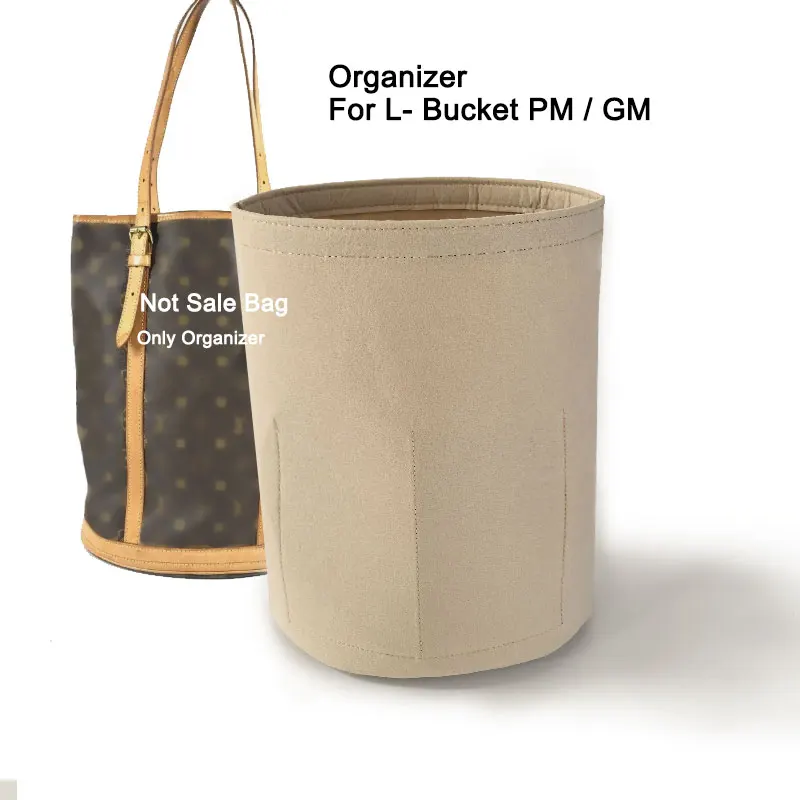 Insert Organizer For L V Bucket Bag PM GM Designer Bag, Inner Purse Pouch Cosmetics , Storage Bag, Oval Makeup Organizer