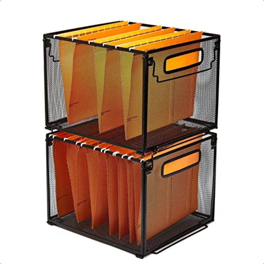 

SETTFRFE 2 Pack File OrganizerMetal File Crates for Hanging Folders Hanging Folder Organizer Letter Size Black