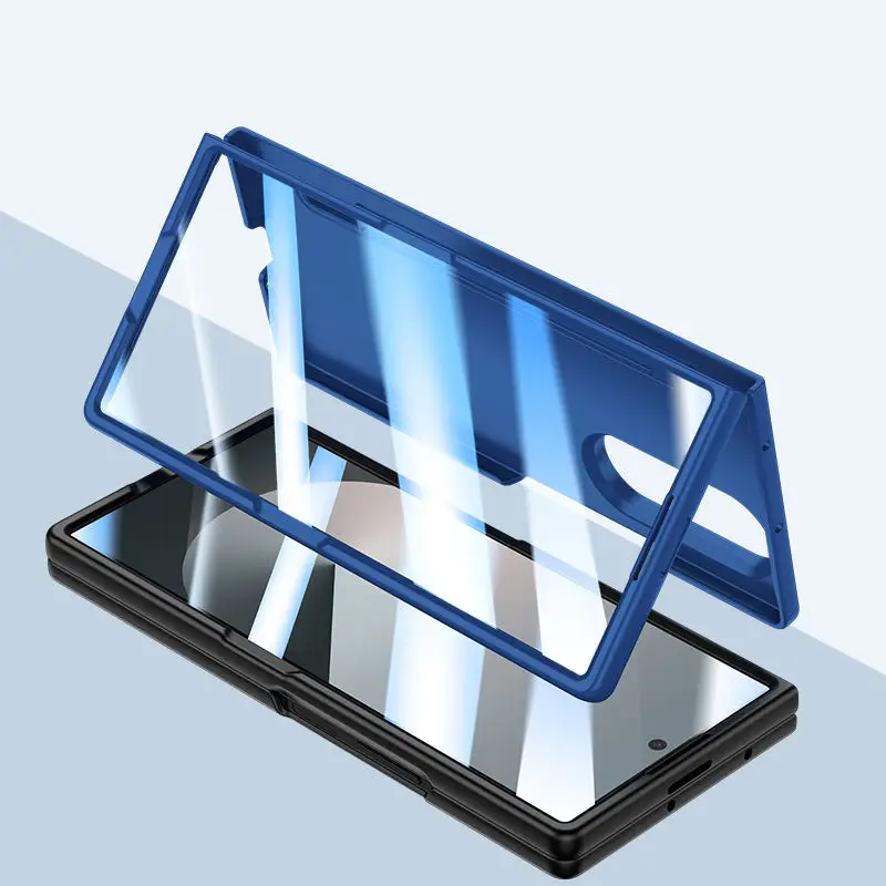 حافظة لهاتف سامسونج Z Fold 7 مع فتحة قلم وشاشة زجاجية وبسيطة وغطاء حماية رقيق وخفيف مقاوم للصدمات