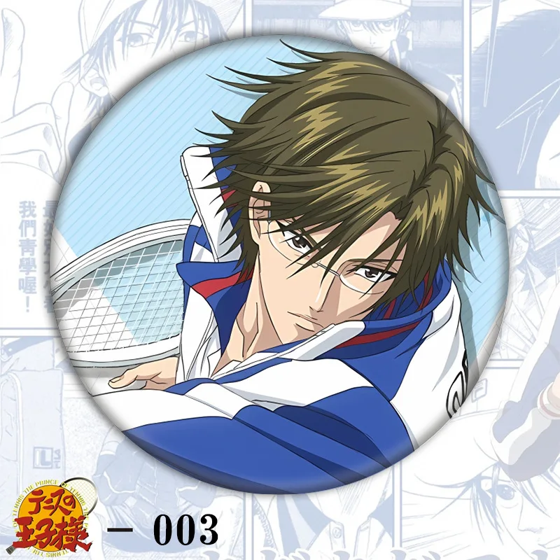 New prince of tennis Anime Figures Ryoma Echizen Tezuka Kunimitsu Yukimura Seiichi Metal Laser Badge Fans Bag Decor Pins Toy