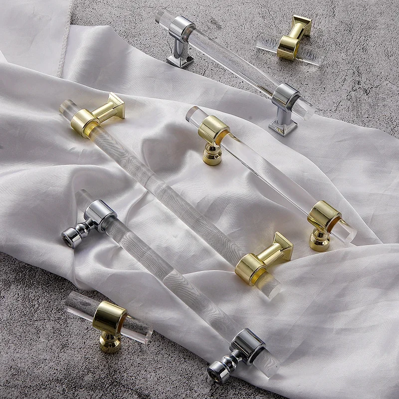 Long Bar Cabinet Door Handle Acrylic Crystal Wardrobe Drawer Knobs Shoe Cabinet Cupboard Pulls Furniture Handles Accessories