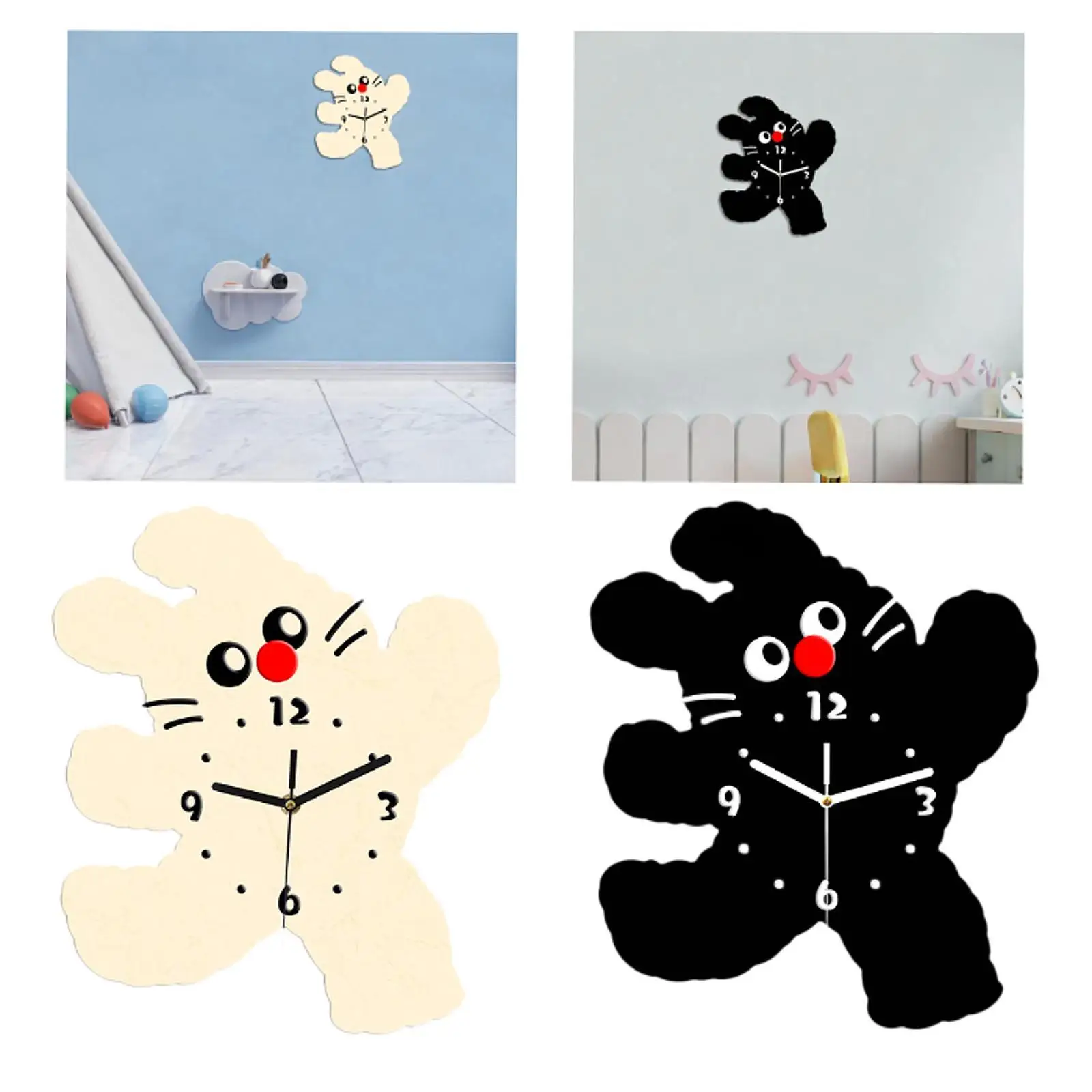 Cute Cat Shaped Wall Clock Modern Hanging Clock for Bedroom Drawing Room Bar
