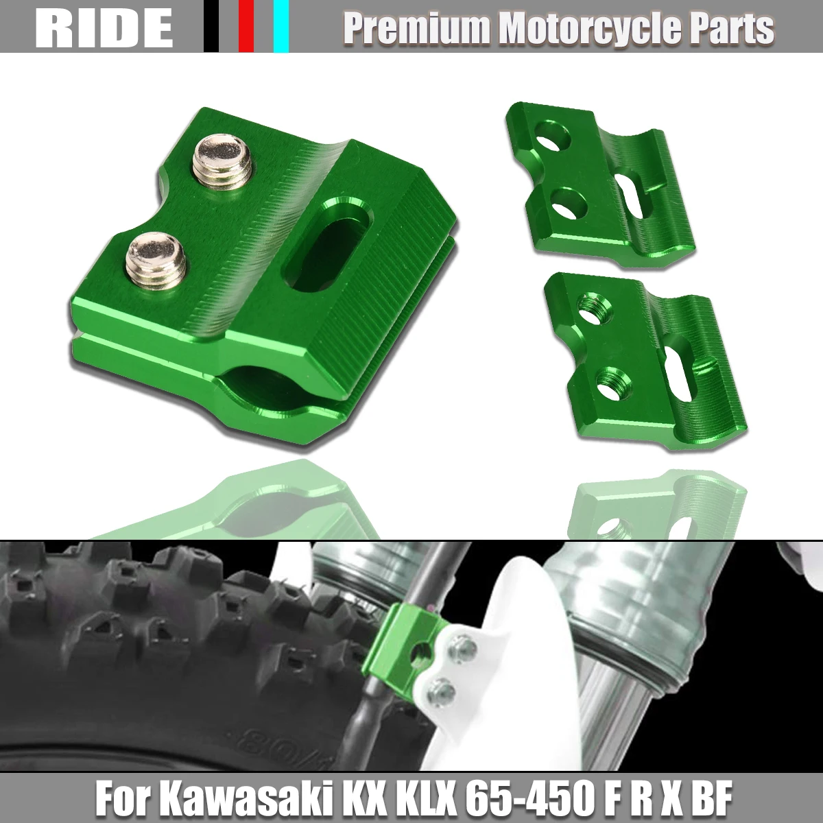 

CNC Hose Cable Holder Front Brake Line Clamp For Kawasaki KX 65 80 85 100 125 250 KX250F KX450F KX250X KX450X
