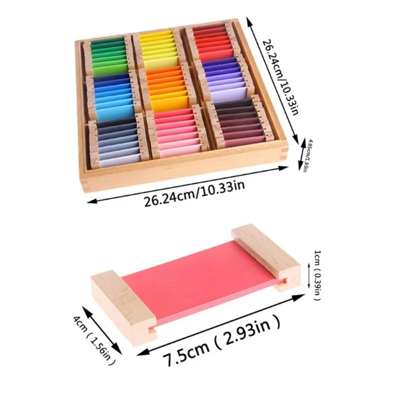 Monessori Sensorial Maerial Learning Boîte à colorier en bois préscolaire oy