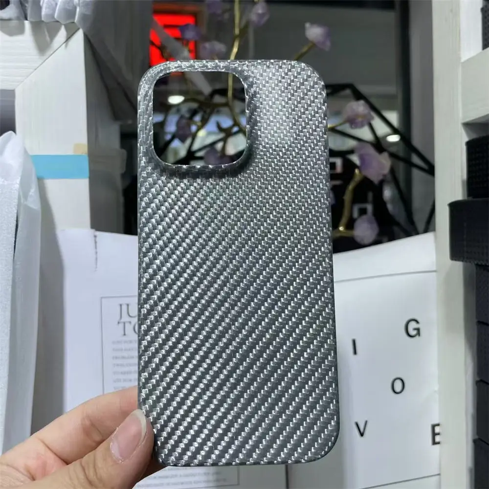 

Slim Real Carbon Fiber Glossy Case For iPhone 16 Pro Fiberglass Cover