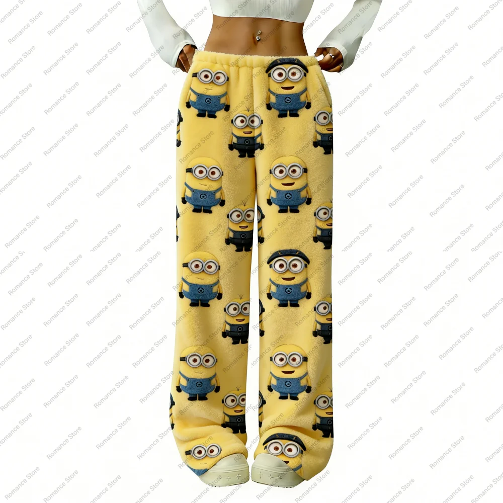 

Гадкий я, миньоны, высококачественные осенне-зимние женские фланелевые модные повседневные спальные штаны с леопардовым принтом, спальные штаны