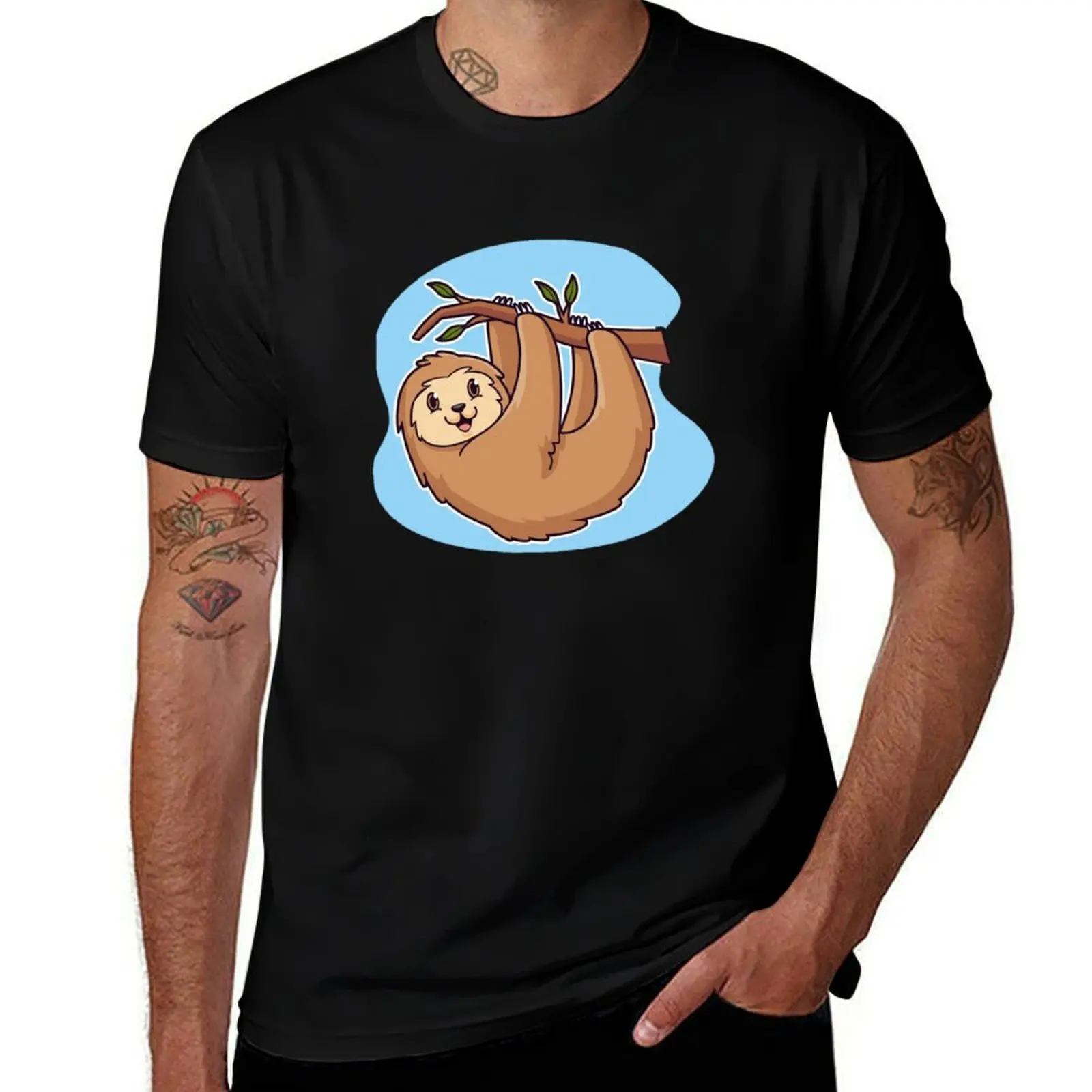 

Cute Sloth on a tree T-Shirt oversized t shirt sweat clothes vintage mens white t shirts