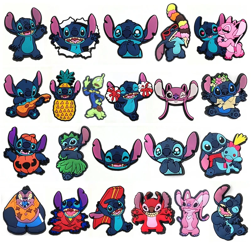 MESUCA 8-22Pcs Stitch Shoe Charms Cartoon DIY Shoes Accessories For Clogs Sandals Decorations Kids X-mas Gifts