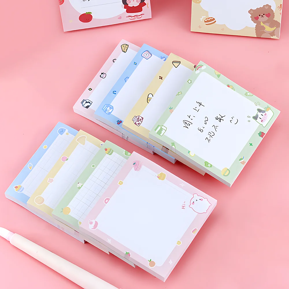 Funny Cute Sticky Notes Kawaii Girl Bear Cow Memo Pad Post Notepad Stationery Daily Planner Shopping Check To Do List Index Tabs