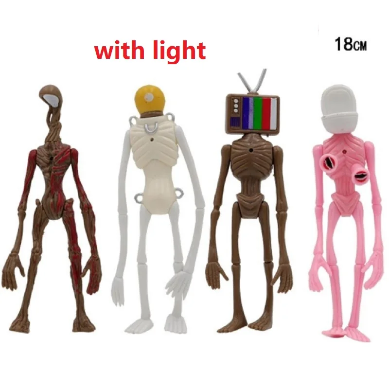 4pcs/set Siren Head Action Figure Toy 20cm Sirenhead Figure Horror Model Doll with Light Movable joints Foundation Toys