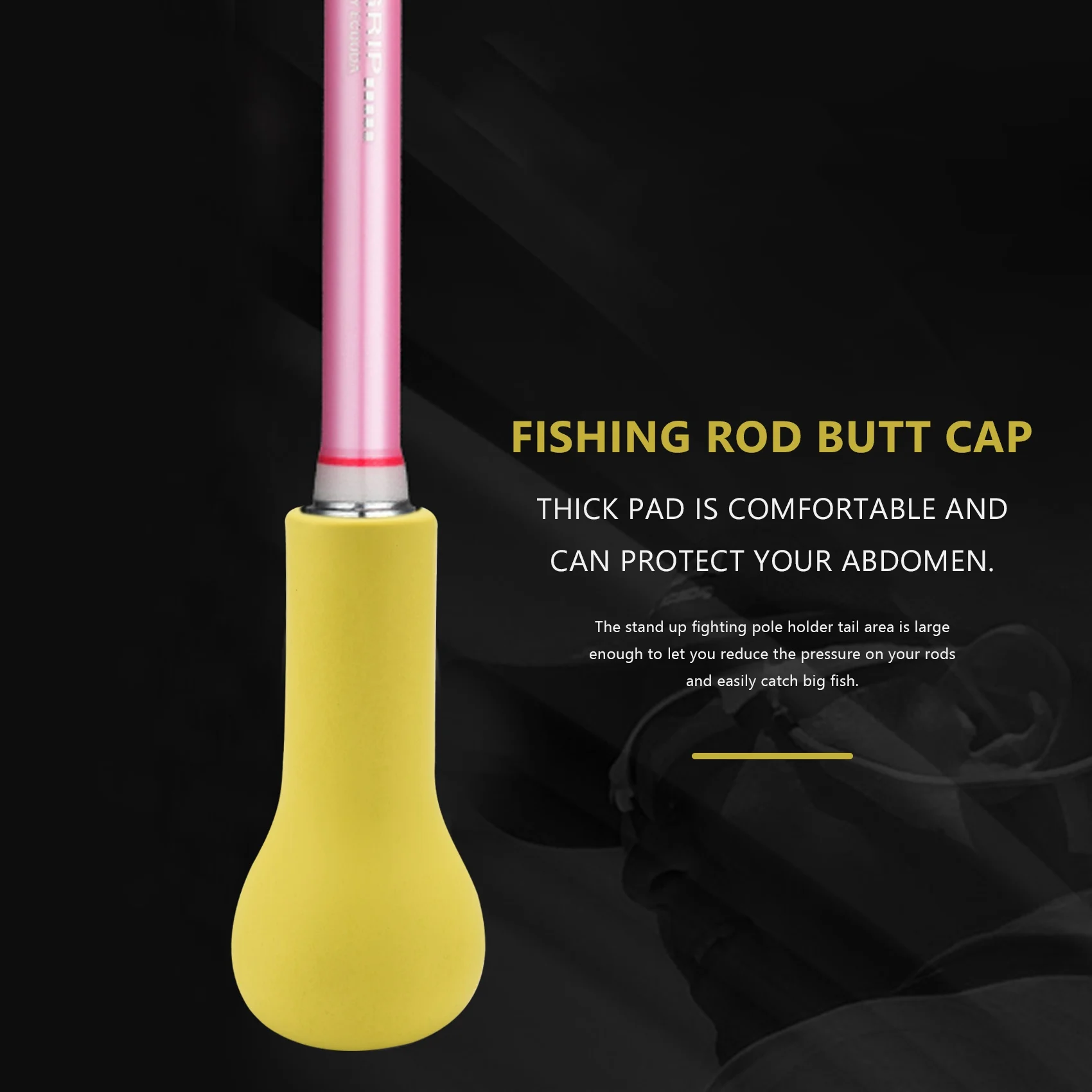 Fishing Rod Butt Cushion Gimbal Fishing Fighting Belt Waist Holder Shock Absorption Stand Up Fighting Pole HolderYellow