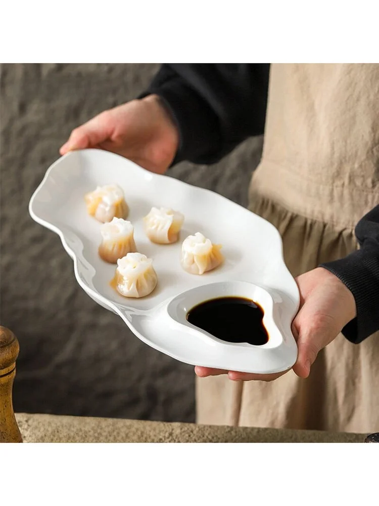 Plato Creativo de Cerámica para Hotel, Plato Sencillo para Huevo Cocido con Salsa y Vinagre, Plato para Dumplings de Uso Doméstico