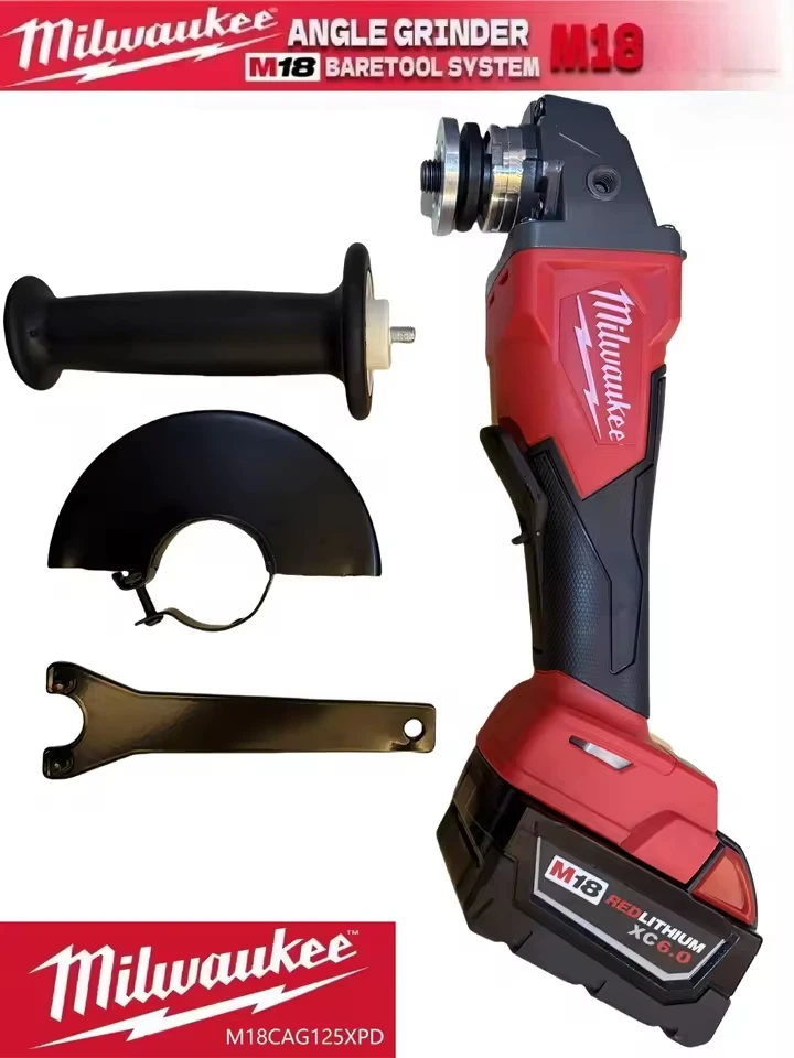 

2025 100% New Milwaukee Tool 125mm Cordless Angle Grinder Polishing Machine Lithium Battery Drive Suitable Tools For 18V Battery