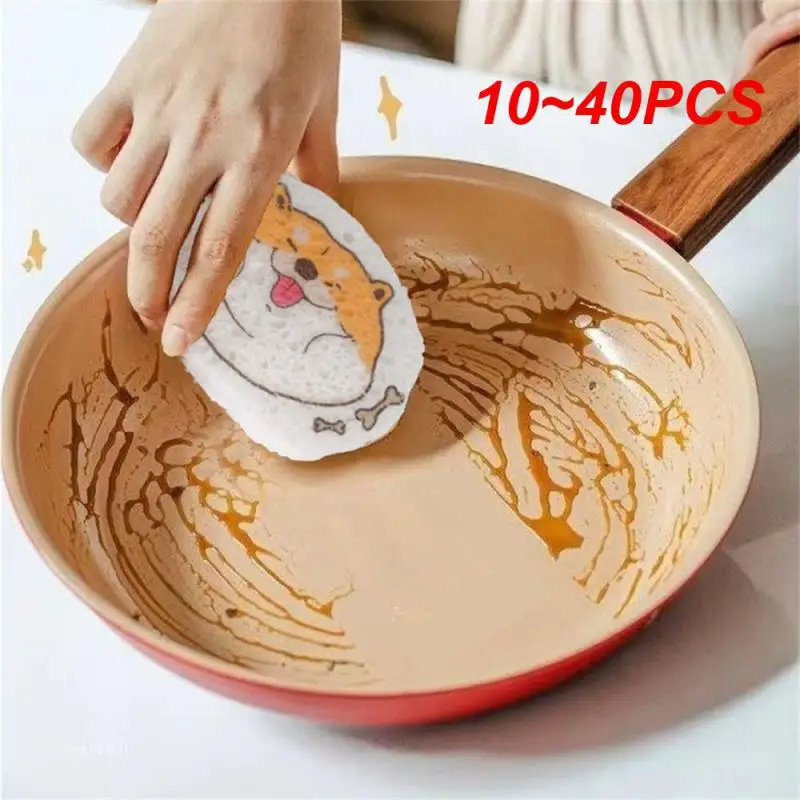 10~40PCS Cartoon Wood Pulp Cotton Dishwasher After Dehydration Absorb Moisture And Then Rapidly Expand