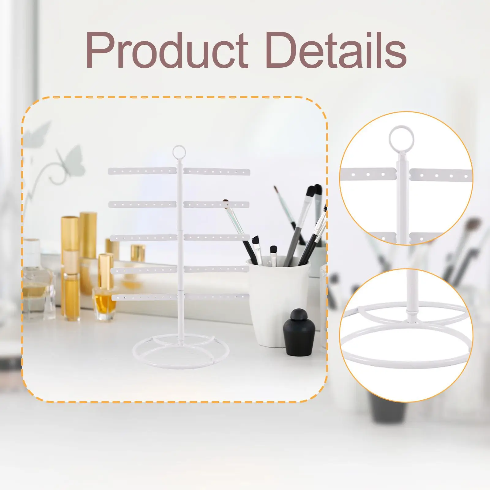 منظم القرط، حامل عرض المجوهرات، حامل عرض القرط المعدني، منظم المجوهرات لمتجر البائعين في المنزل #5